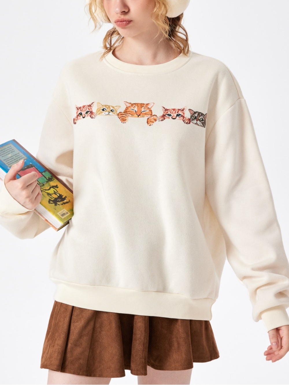CIDER Kitty Cat Crewneck Sweater